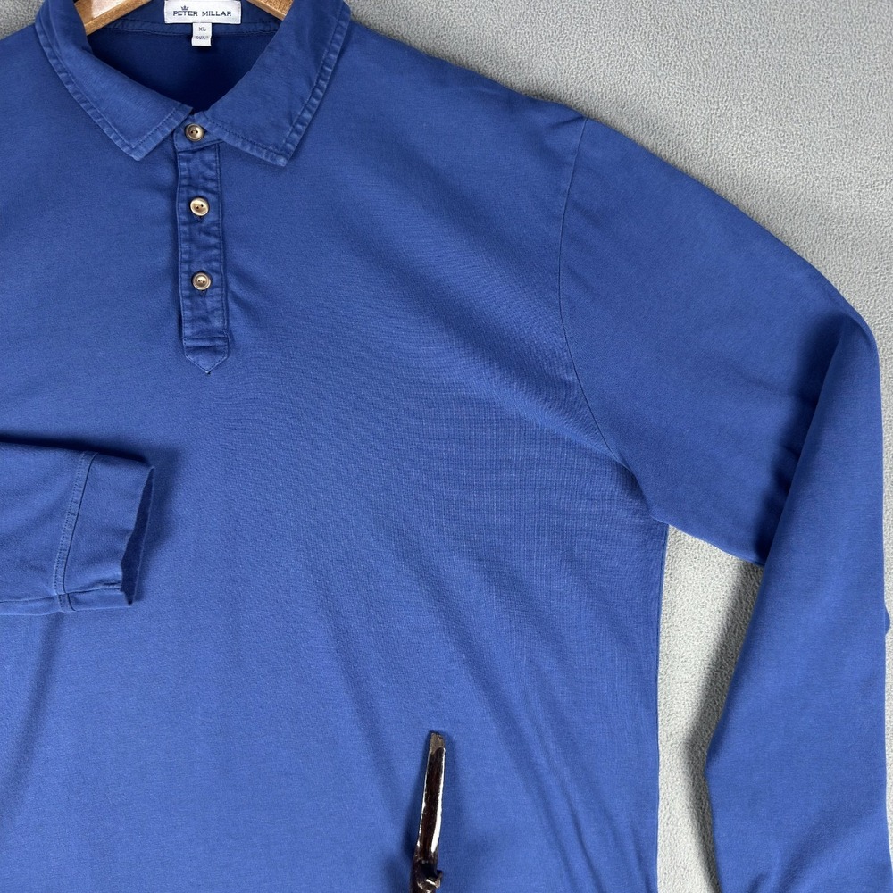 Peter Millar Polo Shirt Mens XL Blue Crown Lived In Lava Wash Quiet Luxury Golf - Picture 2 of 8